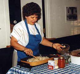 Chris Tamasi giving a cooking demonstration in 1994